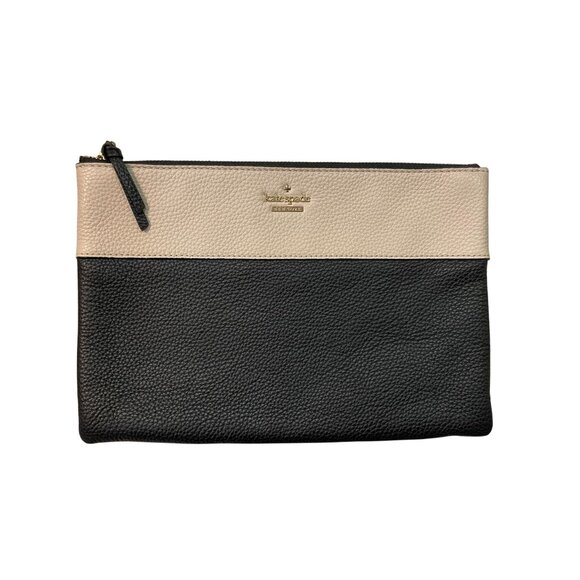 kate spade Handbags - Kate Spade New York Clutch Used Leather Black Beige